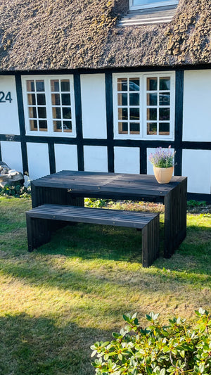 Bord-Bænkesæt | Sortbejdset