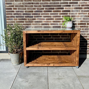 Arbejdsbord af Brede traller | Brunbejdset