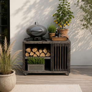 Luksus Grillbord med Gasflaskeskjuler | Sortbejdset
