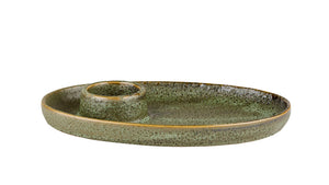 Oval Lysestage | 4x25 cm, Grøn Keramik