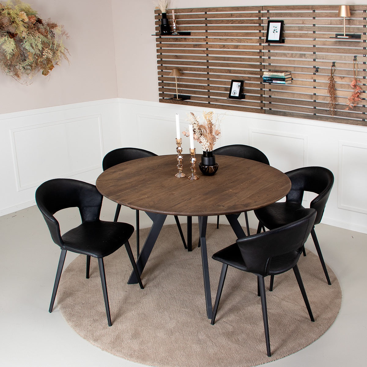 Rundt Spisebord i Massiv Eg | Model Miami med Udtræk