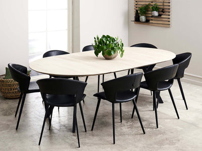 Rundt Spisebord i Massiv Eg | Model Miami med Udtræk