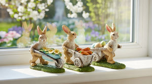 Påskeharer sæt af 3 | Med Vogn