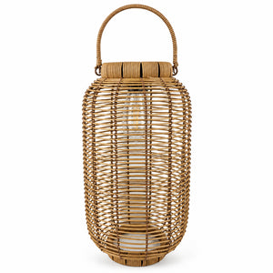 Solcellelanterne i flet design | Lysebrun, H45