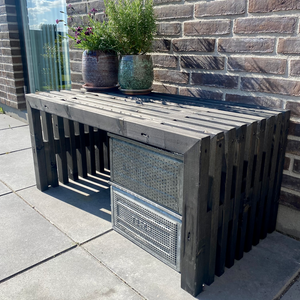 Bred Trallebænk | Sortbejdset